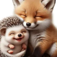 W2A Cute Hedgehog & Fox Kit Share a Touching Moment