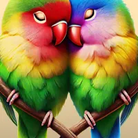 W2A Cute Lovebirds Cuddling in a Heart Shaped Bough