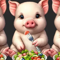 W2A Cute Spare the Piggies Eating Salads