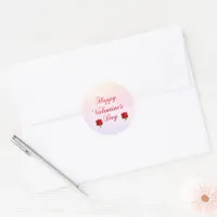 Happy Valentine's Day Soft Pastel Red Roses Classic Round Sticker