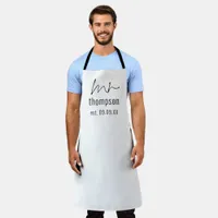 Informal Script Mr Name Wedding Date  Apron