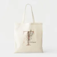 Monogram Initial Modern Letter T Boho Personalized Tote Bag
