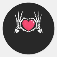 Skeleton Hand Heart Halloween Classic Round Sticker