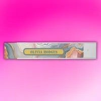 Modern Blue Gold Pink Agate Geode Monogram |  Door Sign