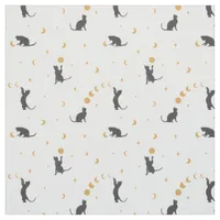 Black Cat Moon Phases Fabric