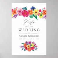 Watercolor Floral Fiesta Wedding Welcome Poster