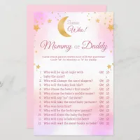Pink Over the Moon Girl Baby Shower Guess Who Game