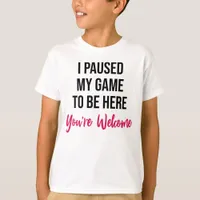 Video Game Paused Funny Typography Kids T-Shirt