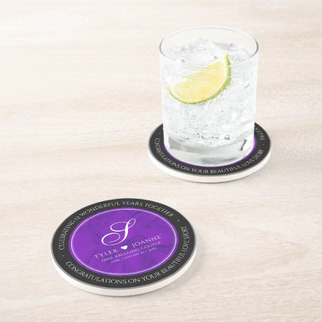 Elegant 12th Silk Wedding Anniversary Coaster