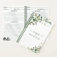 Modern Eucalyptus Botanical Greenery Recipe Notebook