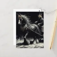 Horse Pulling A Cart Black and Gold Postcard