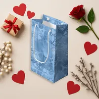 Dreamy Blue Layered Heart Collage Pattern Small Gift Bag
