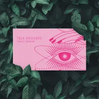 Bright Pink Chic Modern Mystic Eye Tarot Reader  Business Card