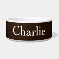 Custom Personalized Name Photo Dark Brown Pet Bowl