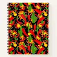 Chilli Peppers, Cactus and Flames Graphic Print Notebook