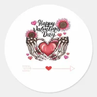 Skeleton Hands Valentines Day Classic Style Classic Round Sticker