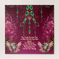 Elegant Floral Gem Backing Hummingbird Jigsaw Puzzle