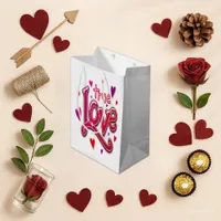Bold Red Pink Script True Love Medium Gift Bag