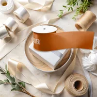 Burnt Orange Solid Color Happy Birthday Satin Ribbon