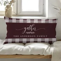 Gather Fall Burgundy & White Buffalo Check  Lumbar Pillow