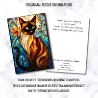 Stained Glass Animal Rescue Organization Cat Thank You Card