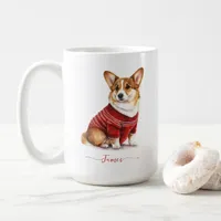 Cute Corgi Dog Watercolor Personalized Christmas Coffee Mug