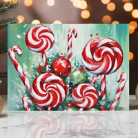 Festive Candy Cane and Peppermint Christmas Holiday Card