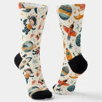 Space Drawings on White Socks