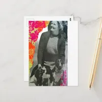 Lady With Two Dogs Collage Postcard