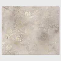 Ivory and Gold Grunge Distressed Damask Wrapping Paper