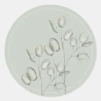 Watercolor Eucalyptus Leaves Sage Green Classic Round Sticker