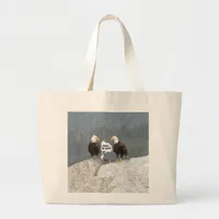 Funny Eagles and Seagull Large Tote Bag