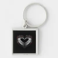 Skeleton Hand Heart 4th Of Usa Patriotic American Keychain