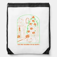 Tis The Season To Be Creepy Halloween Drawstring Bag