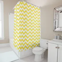 Yellow and white chevron pattern shower curtain