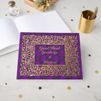 Elegant Royal Purple Personalized Foil Guest Book