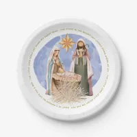 Away In A Manger Carol Lyrics Gold Text Nativity Paper Plates