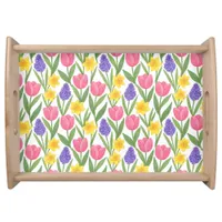 Tulips, Daffodils, Hyacinths Coloring Style Serving Tray