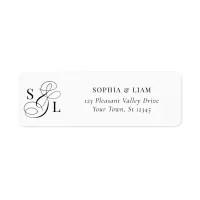 Elegant Calligraphy Monogram Wedding Return Addres Label