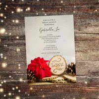 Rustic Poinsettia Woodland Winter Bridal Shower Invitation