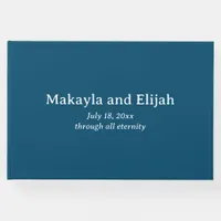 White on Blue Minimalist Wedding Guest Book