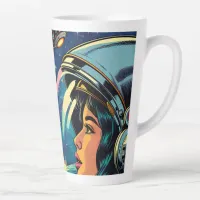 Woman Astronaut Meets Extraterrestrial Alien  Latte Mug