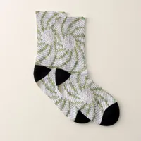 Sock - Crochet Spiral in Green and White Socks