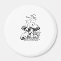 Cottagecore Aesthetic Frog On A Mushroom Goblincor Magnet