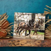 Two Horse Team Mixed Media Collage Plaque