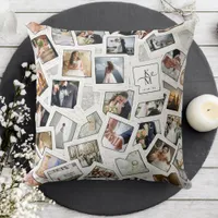 Wedding Keepsake 30 Photo Collage White ID1065 Throw Pillow