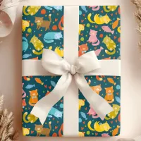 Playful Kitty & Fish Cat Lover's Wrapping Paper