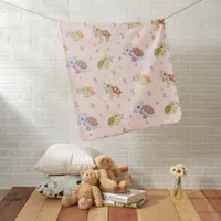 Adorable Turtles With Flowers Wrapping Paper Baby Blanket