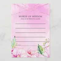 Rose Gold & Pink Magnolia Geometric Bridal Shower Advice Card