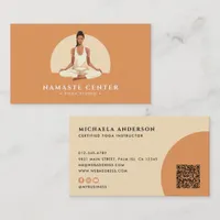 Modern Yoga/Mindfulness Lotus Pose Socials QR Code Business Card